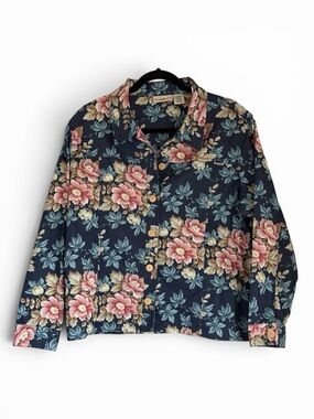 Vintage Travel Smith Pink & Blue Floral Button Up Jacket